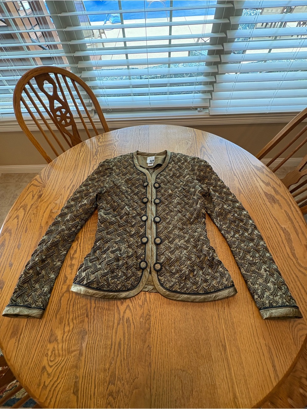 1980’s Jeanne Marc collection Vintage Gold Textured Basketweave jacket Size L